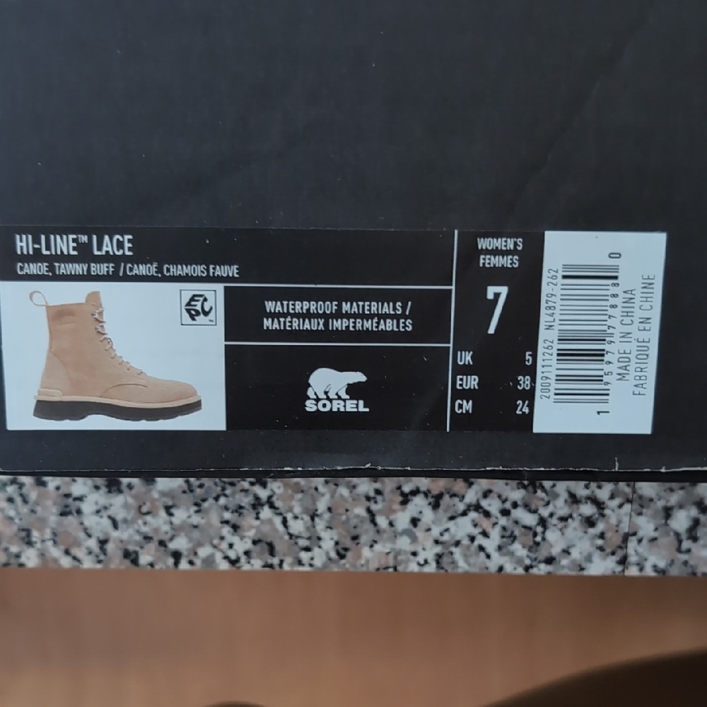 Sorel Hi-Line Waterproof Lace Women's Boots -Canoe- Tawny Buff Size 7